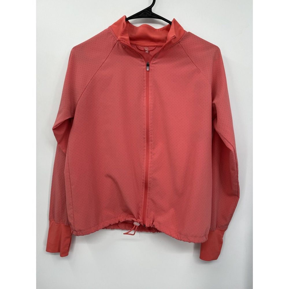 Mta Sport Small Full Zip Perforated Running Jacket Womens Coral Thumbholes